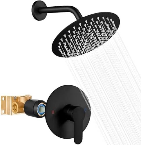 Heyalan Matte Black Square Rain shower Faucet Set