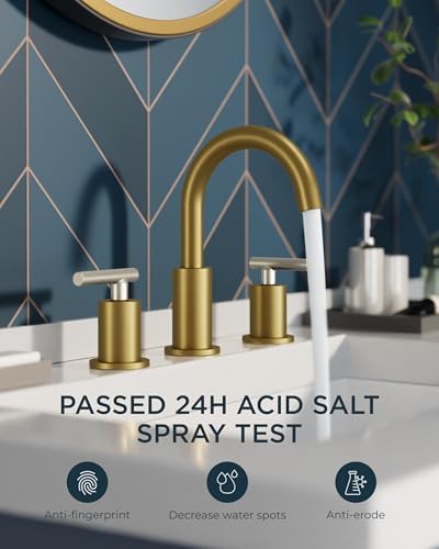FORIOUS Brushed Nickel Gold Bathroom Faucet - Durable Attractive for Your Bathroom