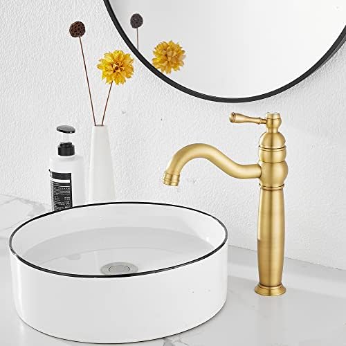 GGStudy 360-Degree Swivel Faucet Antique Brass 1-Hole Sink Faucet