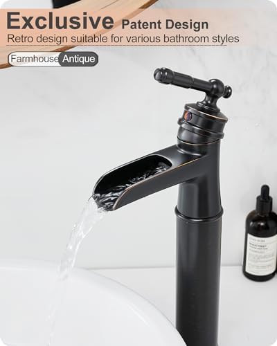 Stunning Vessel Faucet Flowing Waterfall in Oil Rubbed Bronze