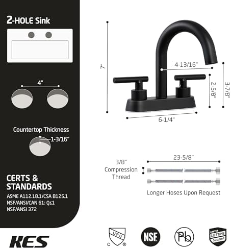 All Metal Bathroom Faucet KES Matte Black 4-Inch Touch On Faucet