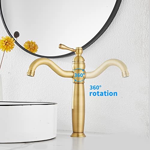 GGStudy 360-Degree Swivel Faucet Antique Brass 1-Hole Sink Faucet