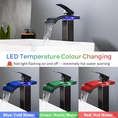 Modern LED Faucet Waterfall Design Safety Lighting Precision Fit