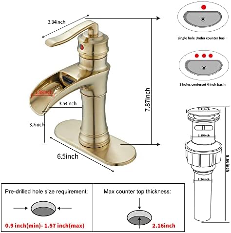 Exquisite waterfall bathroom faucet with gold finish for luxury bath by GGStudy