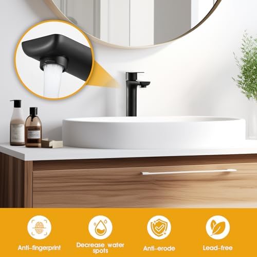 Matte Black Vessel Faucet Modern Touch Durable blamed
