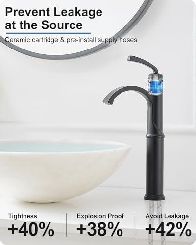 Tall Black Vessel Faucet Non-Leakage Touch On Faucet for Bathroom