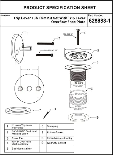 Champagne Bronze Trip Lever Tub Trim Kit Set