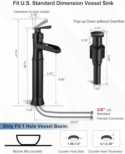Heymyp tap Tall Vessel Sink Faucet