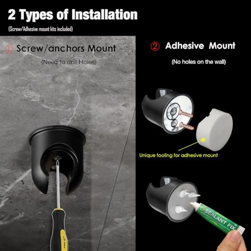 RIVOODS All Metal Handheld Shower Wand Holder