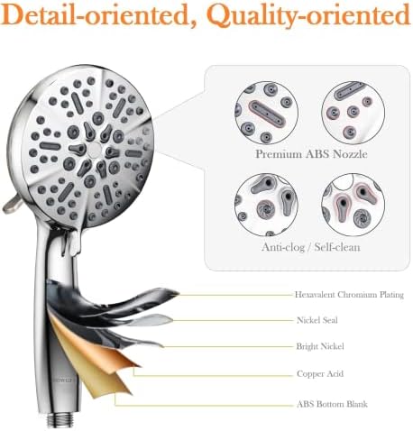 BOWGER Handheld Shower Head - High Pressure 60 Hose Premium Bath Experience