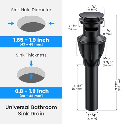 Matte Black Bath Sink Drains Durable Kitchen Bathroom Wells Prevents Quality Turns Quality