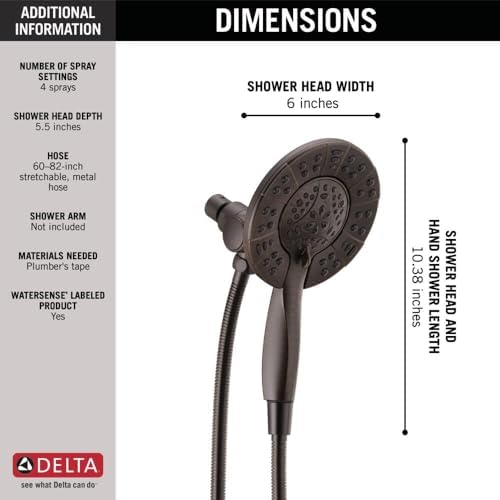 Delta In2ition 2-in-1 Dual Shower Head with Oil Rubbed Bronze