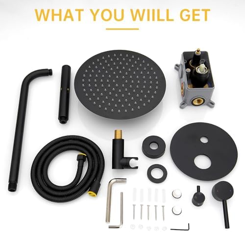 BESy 10-Inch Round Matte Black Shower System Professional-Scale Showers and Fixtures