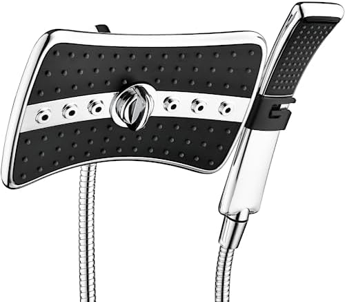 Bright Showers Dual Shower Head Combo Set Handheld Black Face 60 Hose