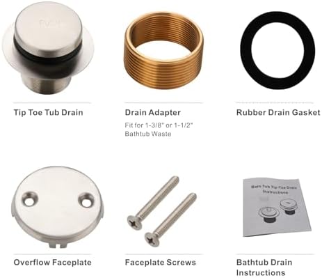 HIDROP Brushed Nickel Tub Drain Kit Set