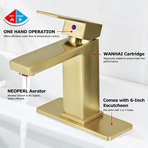 EZANDA Brass Single-Handle Bathroom Faucet