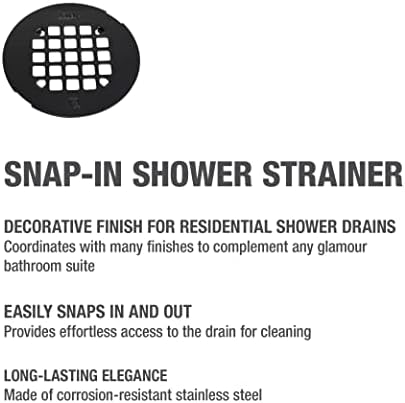 Oatey 4-14 in Round Snap-in Shower Strainer Matte Black