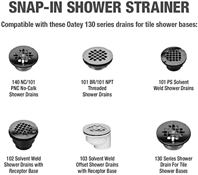 Oatey 4-14 in Round Snap-in Shower Strainer Matte Black