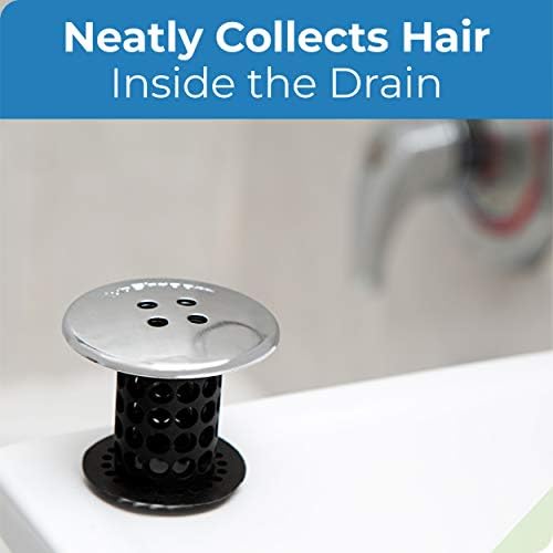 TubShroom Black Chrome Hair Catcher Effortless Drain Protection