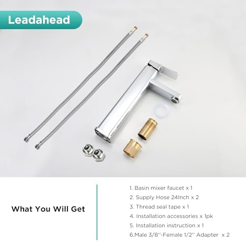 LEADAHEAD 24Inch Chrome Bathroom Sink Faucet with Touch Technology 24Month Warranty