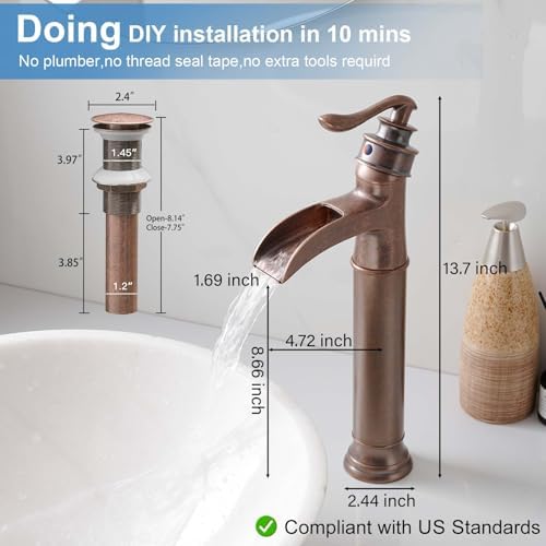 Homevacious Tall Copper Bathroom Faucet