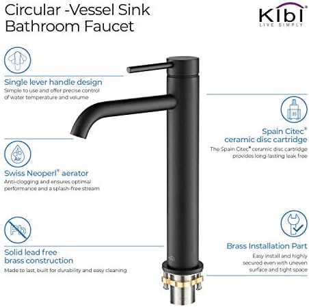 Solid Brass Bathroom Faucet Matte Black Top Handle Design Lead-Free Durable