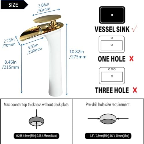 SHUNLI Vessel Faucet White Gold
