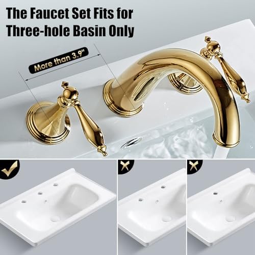 EasyVibe 3-Hole Gold-Tone Overflow Bath Faucet Set for Sink