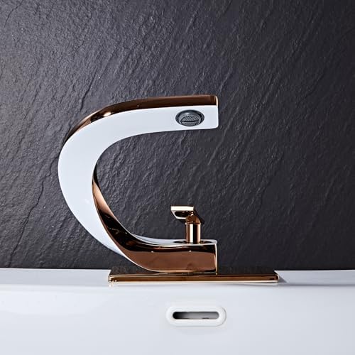 SONMAJIA Single Handle Single Hole Bathroom Faucet Brushed Golden Gold Finish