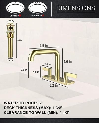 Bathroom Faucet 2-Handle Brushed Gold indarecom