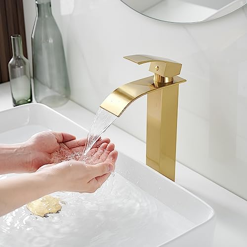Vessel Sink Faucet Brushed Gold Modern Faucet Single Hole Faucet Shower Faucet