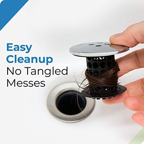 TubShroom Black Chrome Hair Catcher Effortless Drain Protection