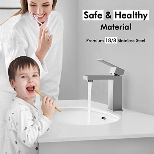 KES Single Hole Bathroom Faucet Brushed Nickel NSF Certified
