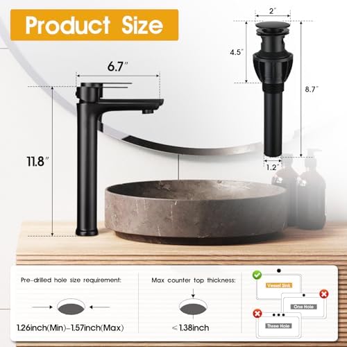 Matte Black Vessel Faucet Modern Touch Durable blamed