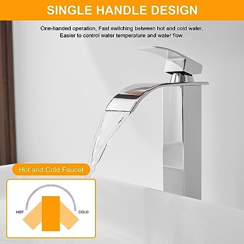 BESy Polished Chrome Waterfall Spout bathroom faucet