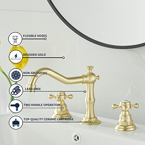 Elegant 118 GPM Gold_surface Bathroom Faucet with 2 Handles 3 Holes
