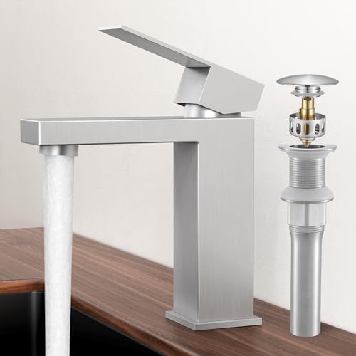 KES Single Hole Bathroom Faucet Brushed Nickel NSF Certified