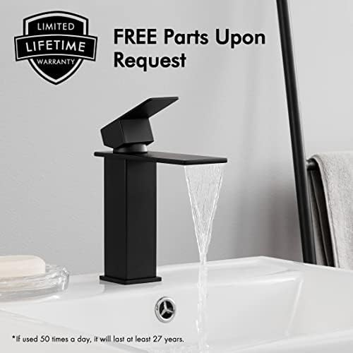 Sturdy Black Faucet Waterfall Bathroom Sink with 27-Year Warranty