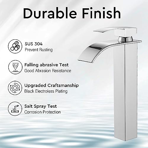 BESy Polished Chrome Waterfall Spout bathroom faucet
