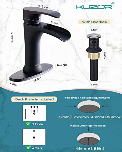 5-Minute InstallationSingle Hole Bathroom Faucet