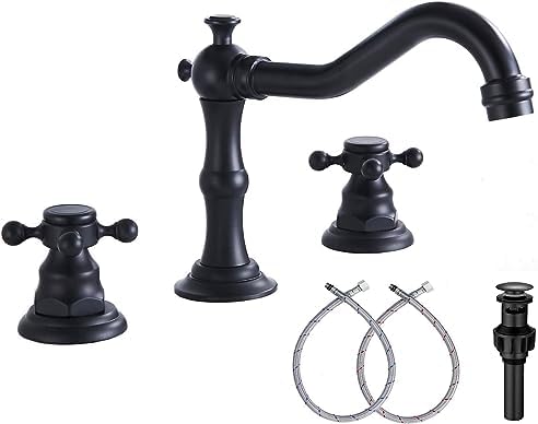 GGStudy Black 2-Handle 3-Hole Bathroom Faucet