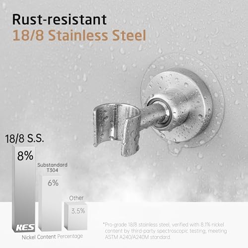 Stainless Steel Adjustable Shower Head Holder for Wall Mount - No Drilling Required
