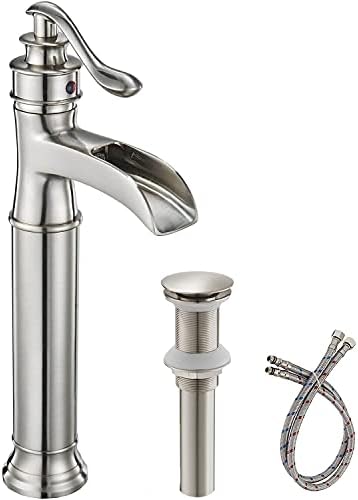 Bathfinesse Vessel Sink Faucet Waterfall Flow Brushed Nickel