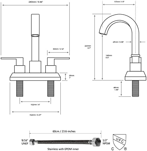 TRUSTMI 2-Handle Square Bathroom Faucet