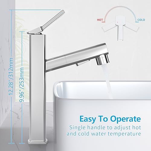 Durable Stylish Vessel Sink Faucet with 3 Spray Modes for Efficient Cleaning