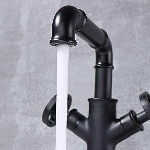 KunMai Bathroom Vessel Sink Faucet Matte Black 1-Hole 2-Handle Brass Faucet