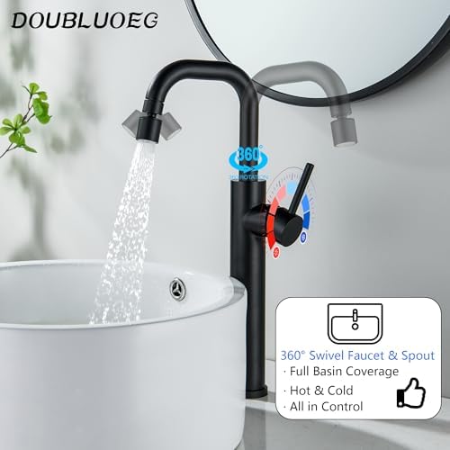 Bath Faucet 360 Swivel Tall Bath Sink Black