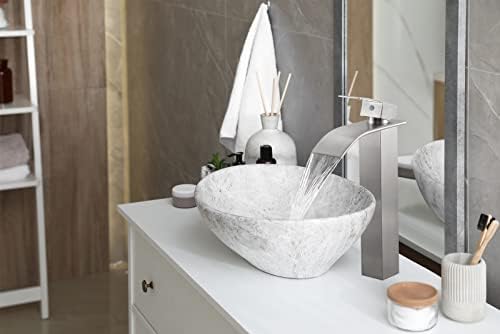 Tremendous Waterfall Bathroom Sink Faucet with Brushed Nickel Design