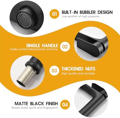 Matte Black Vessel Faucet Modern Touch Durable blamed