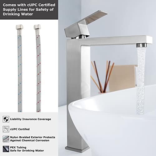 EZANDA 12 GPM Tall Faucet Brushed Nickel